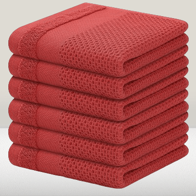 Torchons de cuisine - CottonTowelsSoft™ - Rouge - Maisonaucoeur